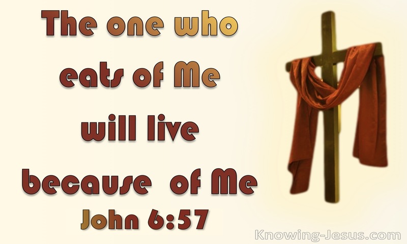 John 6:57 He Who Eats Of Me Will Live (red)